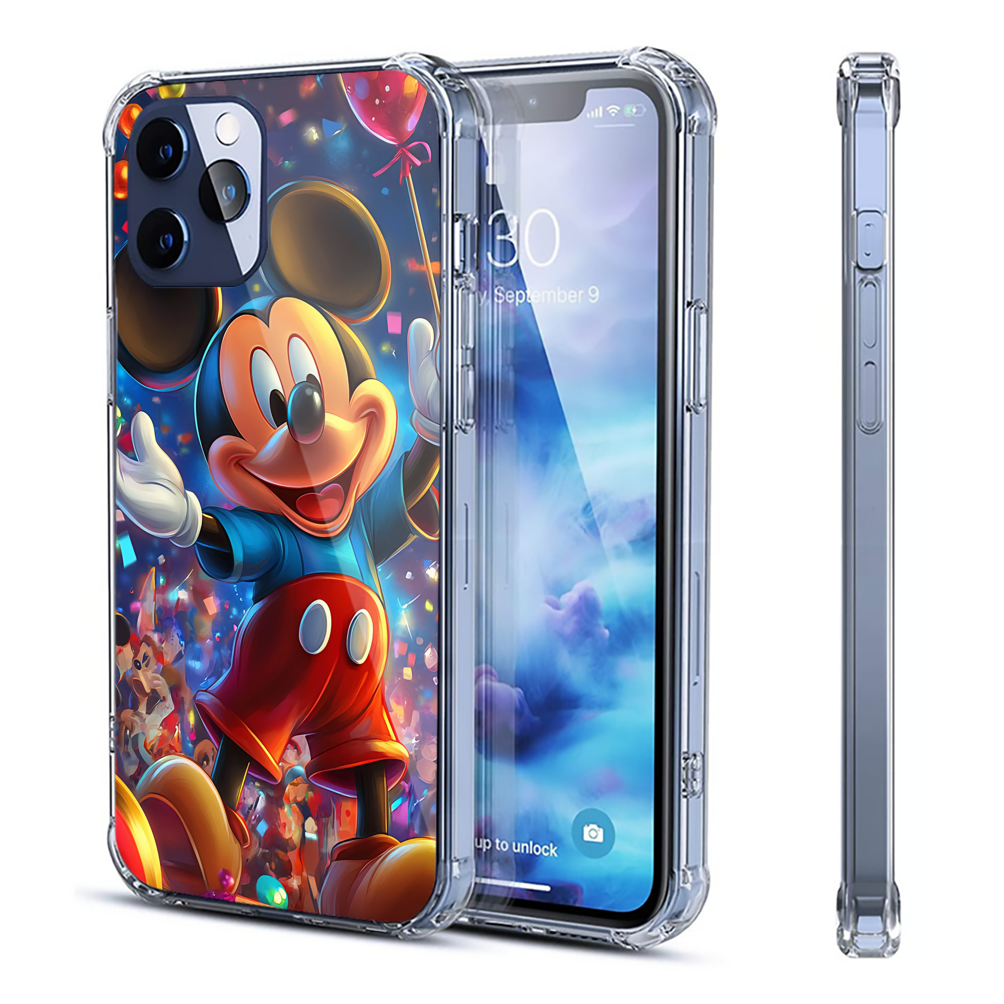 （画像用） ミッキーマウス Mickey Mouse 【iPhone 12シリーズ対応】透明スマホケース（クリアソフトケース）
